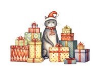Cat christmas party mammal animal representation. AI generated Image by rawpixel.