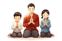 Chinese family praying adult yoga cross-legged. AI generated Image by rawpixel.