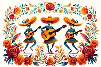 Mexican festival pattern guitar representation. 