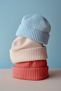 Beanies blue red headwear. 