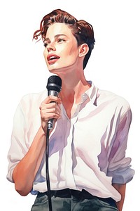 Young singer microphone portrait adult. 