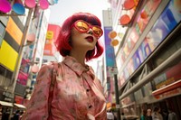 Japanese woman shopping glasses adult wig. AI generated Image by rawpixel.