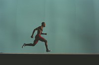 African American sprinter running jogging motion. AI generated Image by rawpixel.