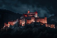 A dracula castle architecture building night. AI generated Image by rawpixel.