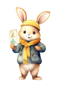 Rabbit holding cartoon mammal. 