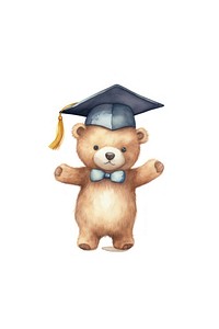 Bear jumping graduation cartoon toy white background. AI generated Image by rawpixel.