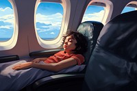 Passenger airplane aircraft sleeping. AI generated Image by rawpixel.