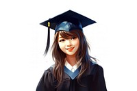 Asian student girl graduation adult white background intelligence. 