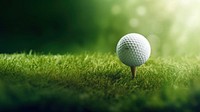 golf ball is sitting on a tee with a golf club in the background. AI generated Image by rawpixel. 
