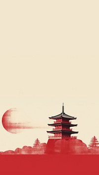 Minimal and simplified japanese iconic landmark.  