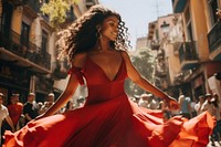 Red dress dancing African Woman fashion adult. 