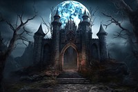Gothic style cursed castle magic world architecture outdoors. AI generated Image by rawpixel.