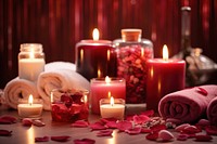 Candle spa illuminated arrangement. AI generated Image by rawpixel.