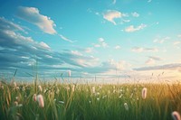 Grass meadow sky landscape outdoors. 