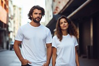 White t-shirt adult woman city. AI generated Image by rawpixel.