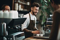 Barista working coffee adult. 