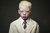 Albinism student boy portrait glasses adult. 