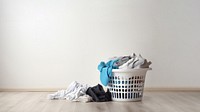 Laundry basket floor copy space. 