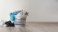 Laundry basket floor copy space. 