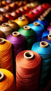 photo of colorful threads.  