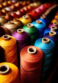 photo of colorful threads.  