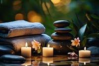 Massage Stones With Towels And Candles candle stone spirituality. AI generated Image by rawpixel.