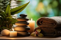 Massage Stones With Towels And Candles candle towel spirituality. 