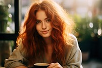 Red haired woman coffee drink drinking. AI generated Image by rawpixel.
