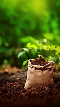 photo of soil bag laying on the ground.  