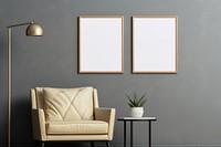 Blank posters mockup furniture armchair lamp. 