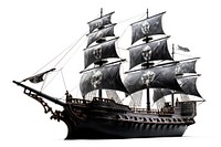 A magical black pirate ship sailboat vehicle white background. AI generated Image by rawpixel.