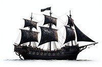 A magical black pirate ship watercraft sailboat vehicle. AI generated Image by rawpixel.