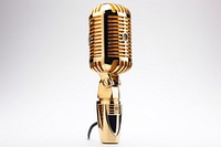 Modern microphone metal gold white background. AI generated Image by rawpixel.