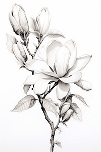 Magnolia sketch drawing plant. 