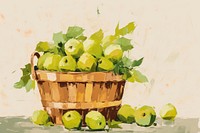 Green apples basket fruit plant. 