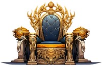 Throne furniture gold white background. 