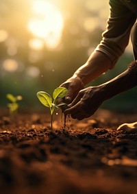 Photo of farmer start to plant seed for vegetable. AI generated Image by rawpixel. 
