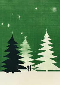 risograph printing illustration minimal simple Christmas, winter. AI generated Image by rawpixel. 