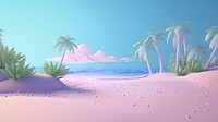 3d render background of a cartoon style of a dreamy pastel beach.  