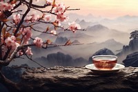 Chinese tea background outdoors nature flower. 