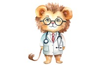 Lion doctor cartoon mammal cute. 