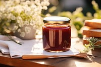 Jam jar table food container. 