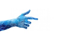 Blue low polygonal wireframe hand touching finger vector technology white background futuristic. AI generated Image by rawpixel.