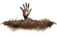 Dead hand soil white background electronics. AI generated Image by rawpixel.