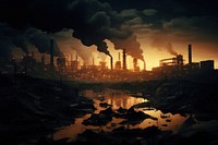 Factory industry building pollution architecture reflection technology. AI generated Image by rawpixel.