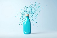 Cleaning product bottle turquoise plastic bottle.