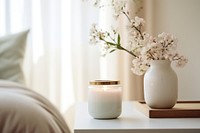 Scented candle vase windowsill bedroom. 