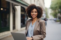 Black business woman laptop computer adult. AI generated Image by rawpixel.