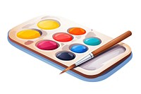 Paint tray palette brush white background.