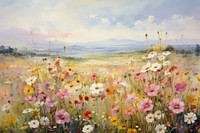 Painting flower field grassland